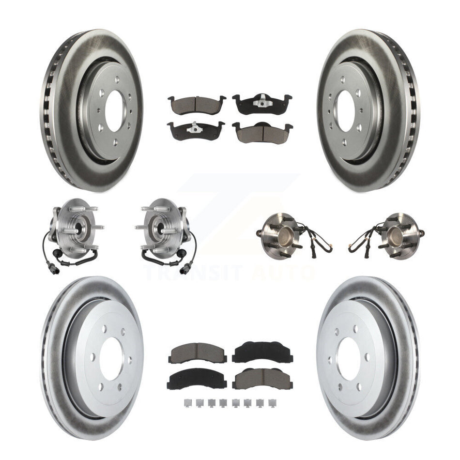 Front Rear Hub Bearing Coated Brake Rotor Pads Kit (10Pc) For Ford Expedition Lincoln RWD KBB-125788