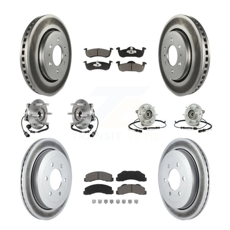 Front Rear Hub Bearing Coated Brake Rotor Pads Kit (10Pc) For Ford Expedition Lincoln 4WD KBB-125789