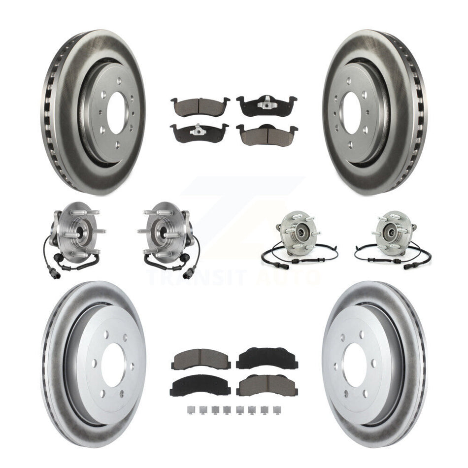 Front Rear Hub Bearing Coated Brake Rotor Pads Kit (10Pc) For Ford Expedition Lincoln 4WD KBB-125789