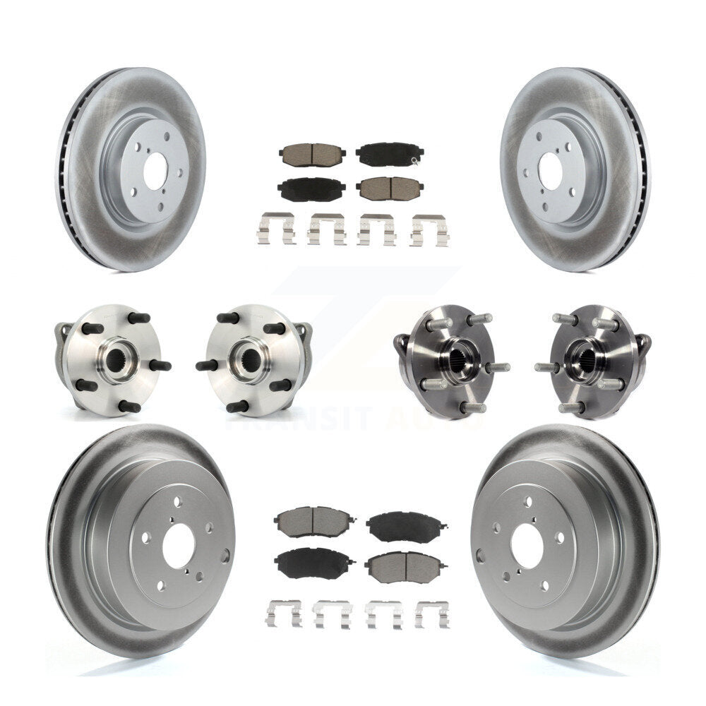Front Rear Hub Bearing Coated Brake Rotor Pads Kit (10Pc) For 2006-2007 Subaru B9 Tribeca KBB-125796