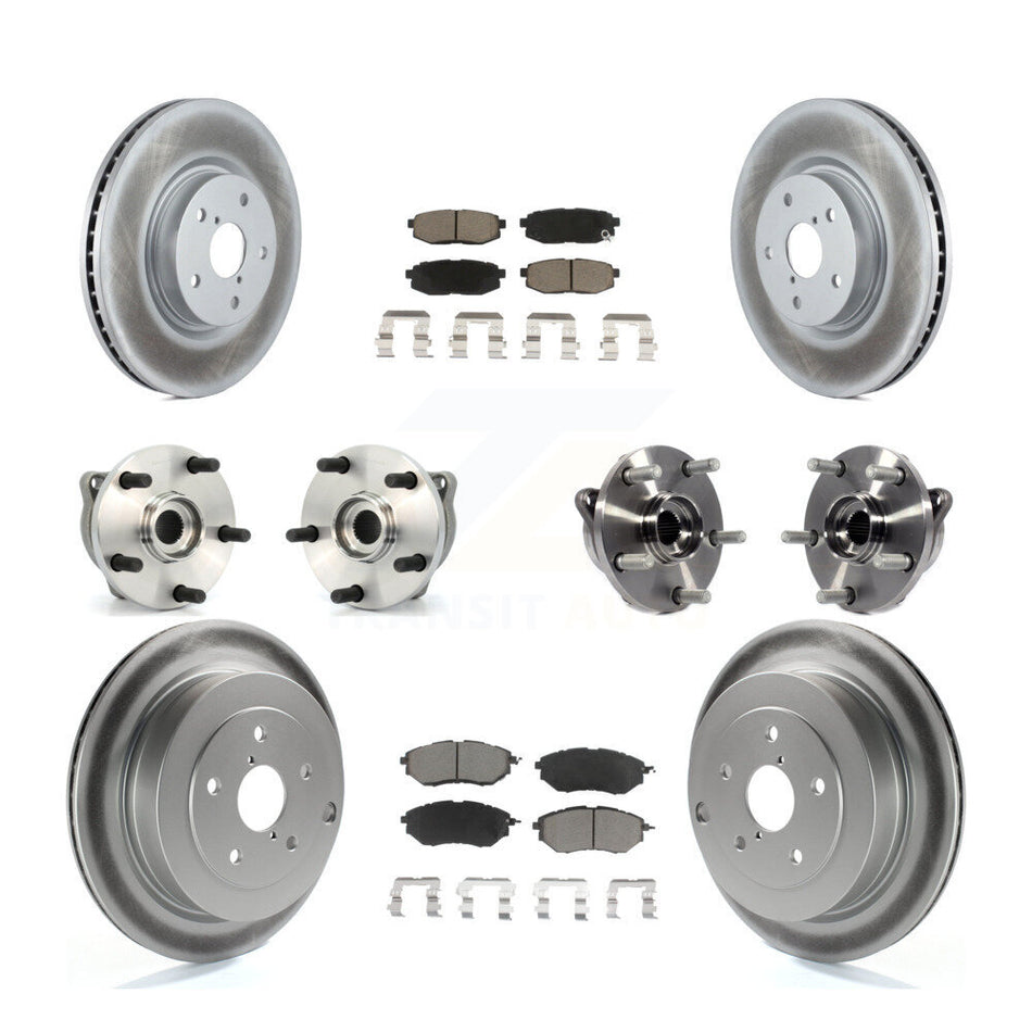 Front Rear Hub Bearing Coated Brake Rotor Pads Kit (10Pc) For 2006-2007 Subaru B9 Tribeca KBB-125796
