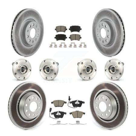 Front Rear Hub Bearings Coated Disc Brake Rotors And Pads Kit (10Pc) For Volkswagen CC KBB-125801