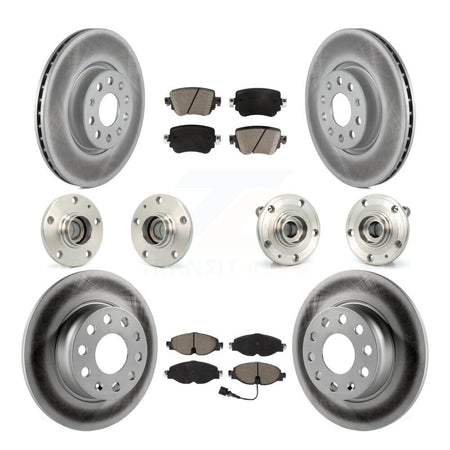 Front Rear Hub Bearing Coated Disc Brake Rotors And Pads Kit (10Pc) For Volkswagen Passat KBB-125802