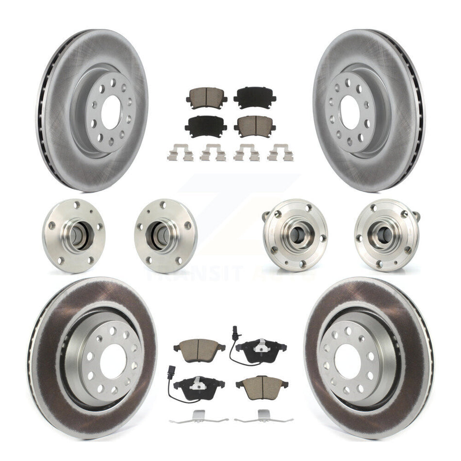 Front Rear Hub Bearings Coated Disc Brake Rotors And Pads Kit (10Pc) For Volkswagen CC KBB-125803