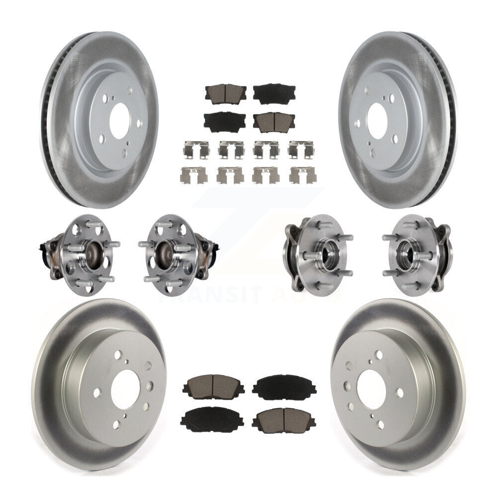 Front Rear Hub Bearings Coated Disc Brake Rotors And Pads Kit (10Pc) For Toyota Camry KBB-125821