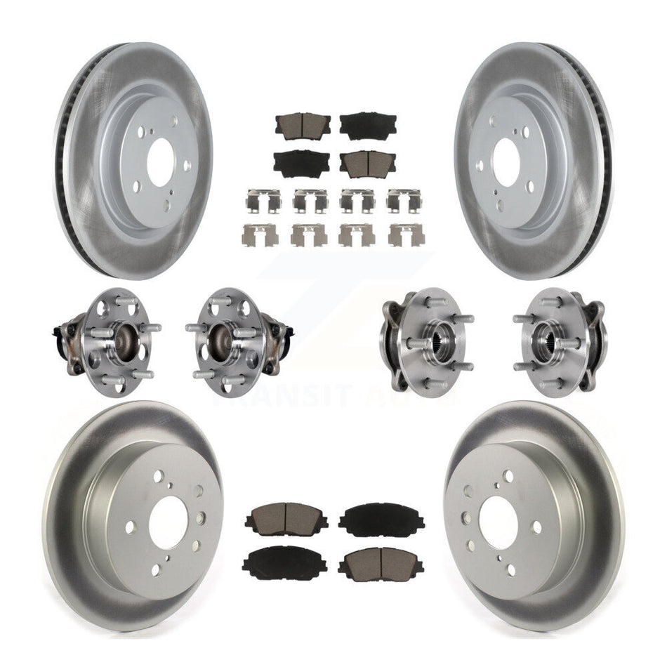 Front Rear Hub Bearings Coated Disc Brake Rotors And Pads Kit (10Pc) For Toyota Camry KBB-125821