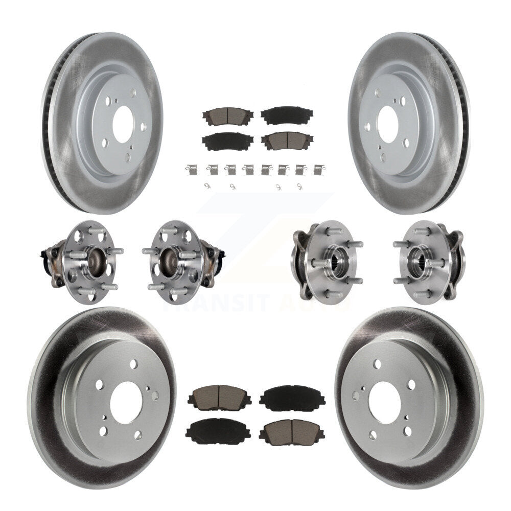 Front Rear Hub Bearings Coated Disc Brake Rotors And Pads Kit (10Pc) For Toyota Camry KBB-125822