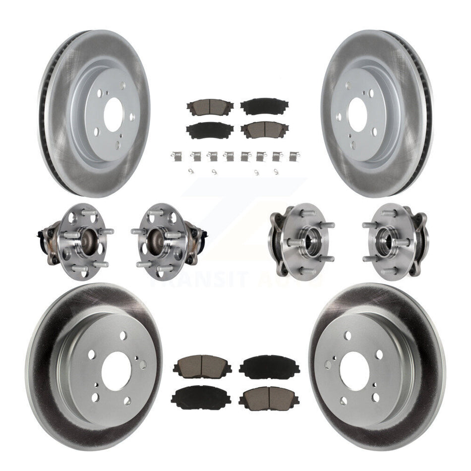 Front Rear Hub Bearings Coated Disc Brake Rotors And Pads Kit (10Pc) For Toyota Camry KBB-125822