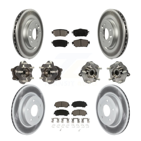 Front Rear Hub Bearing Coated Brake Rotor & Pad Kit (10Pc) For Nissan Rogue Sport Qashqai KBB-125827