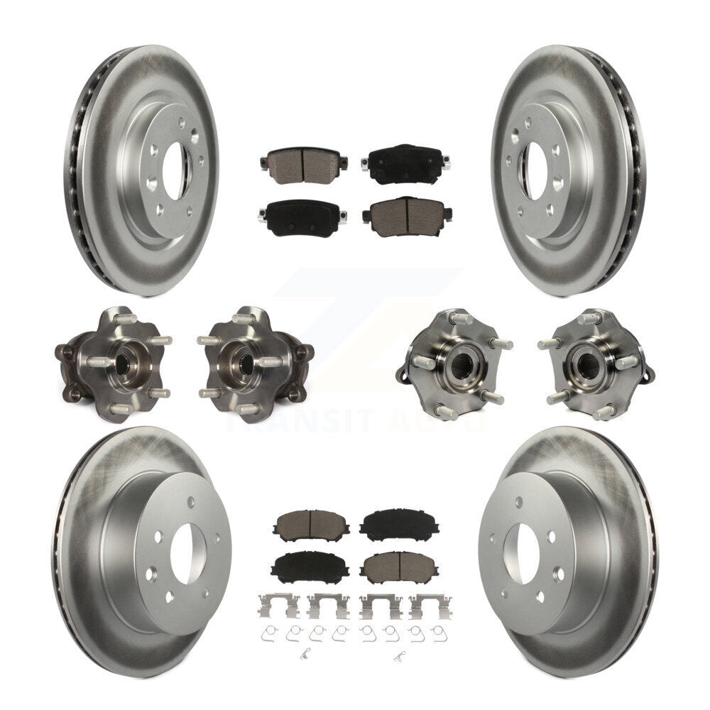 Front Rear Hub Bearing Coat Brake Rotor Pads Kit (10Pc) For Nissan Rogue Sport S with AWD KBB-125829