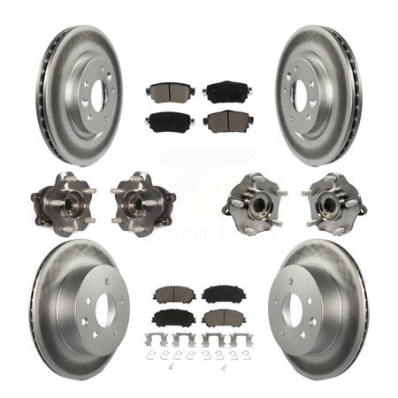 Front Rear Hub Bearing Coat Brake Rotor Pads Kit (10Pc) For Nissan Rogue Sport S with AWD KBB-125829