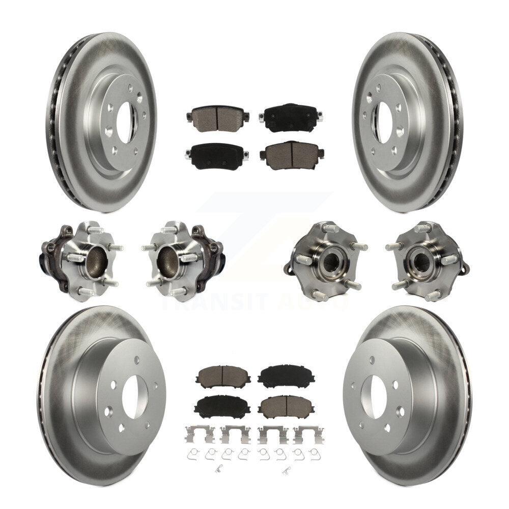 Front Rear Hub Bearing Coat Brake Rotor Pads Kit (10Pc) For Nissan Rogue Sport S with FWD KBB-125830