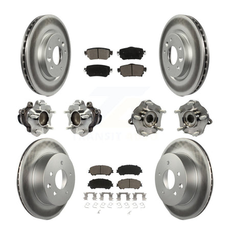 Front Rear Hub Bearing Coat Brake Rotor Pads Kit (10Pc) For Nissan Rogue Sport S with FWD KBB-125830