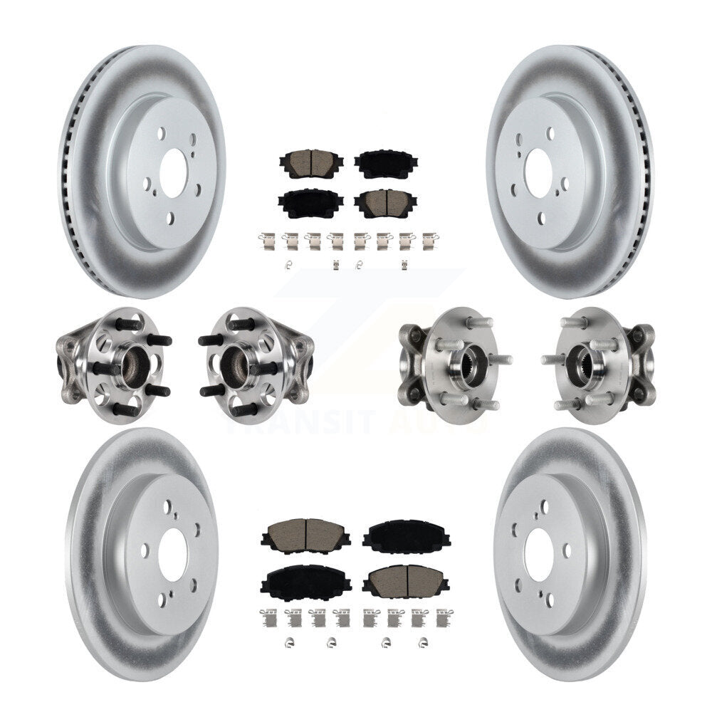 Front Rear Hub Bearings Coated Disc Brake Rotors And Pads Kit (10Pc) For Toyota Corolla KBB-125837