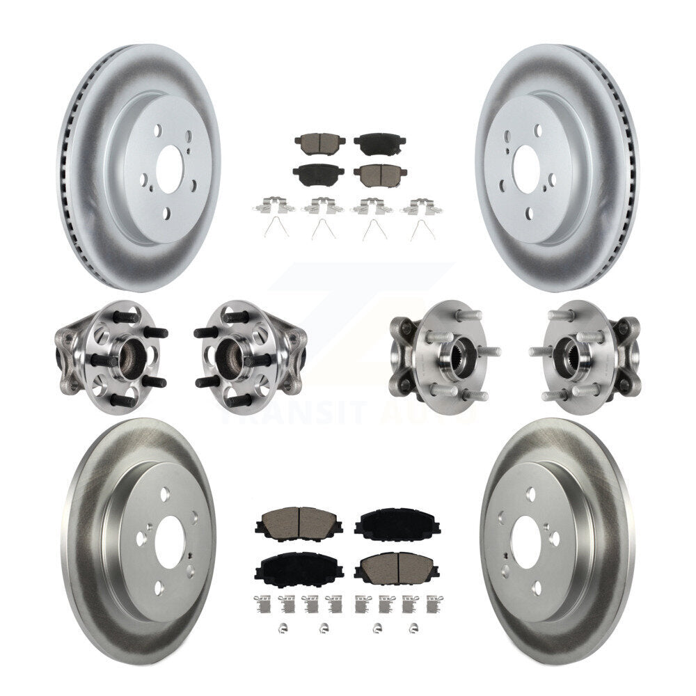 Front Rear Hub Bearing Coated Brake Rotor Pad Kit (10Pc) For 2020-2022 Toyota Prius Prime KBB-125838