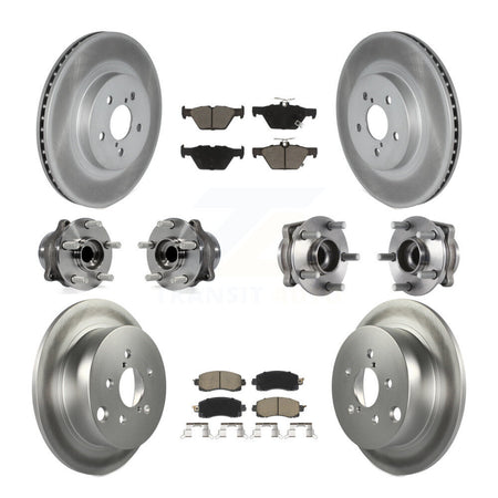 Front Rear Hub Bearing Coat Brake Rotor Pad Kit (10Pc) For 20 Subaru Crosstrek GAS engine KBB-125844