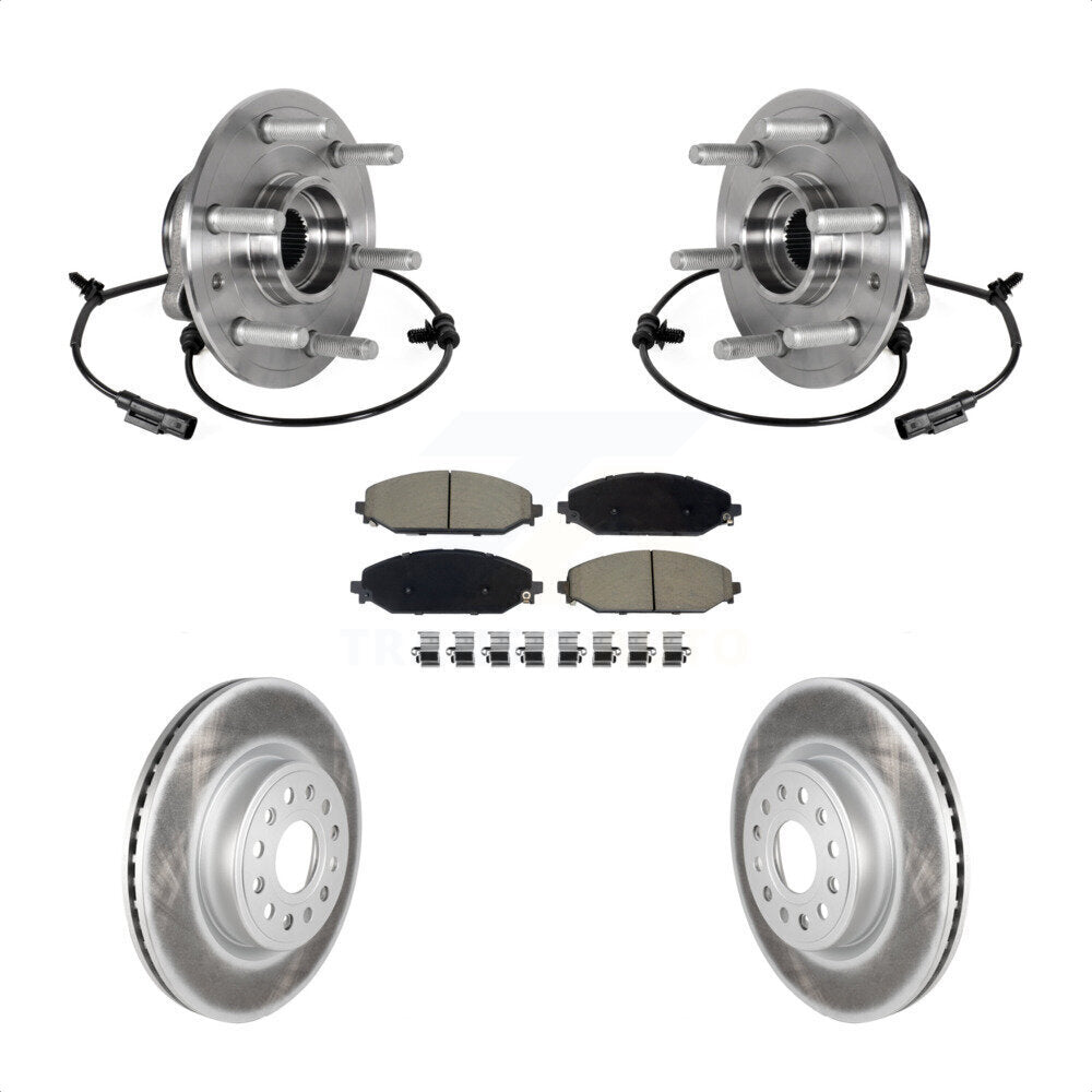 Front Hub Bearing Coated Disc Brake Rotor Pad Kit For Ram 1500 Without 22" Factory Wheels KBB-125853