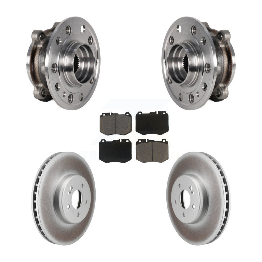Front Hub Bearing Assembly Coated Disc Brake Rotor & Pads Kit For Mercedes-Benz C300 C400 KBB-125862
