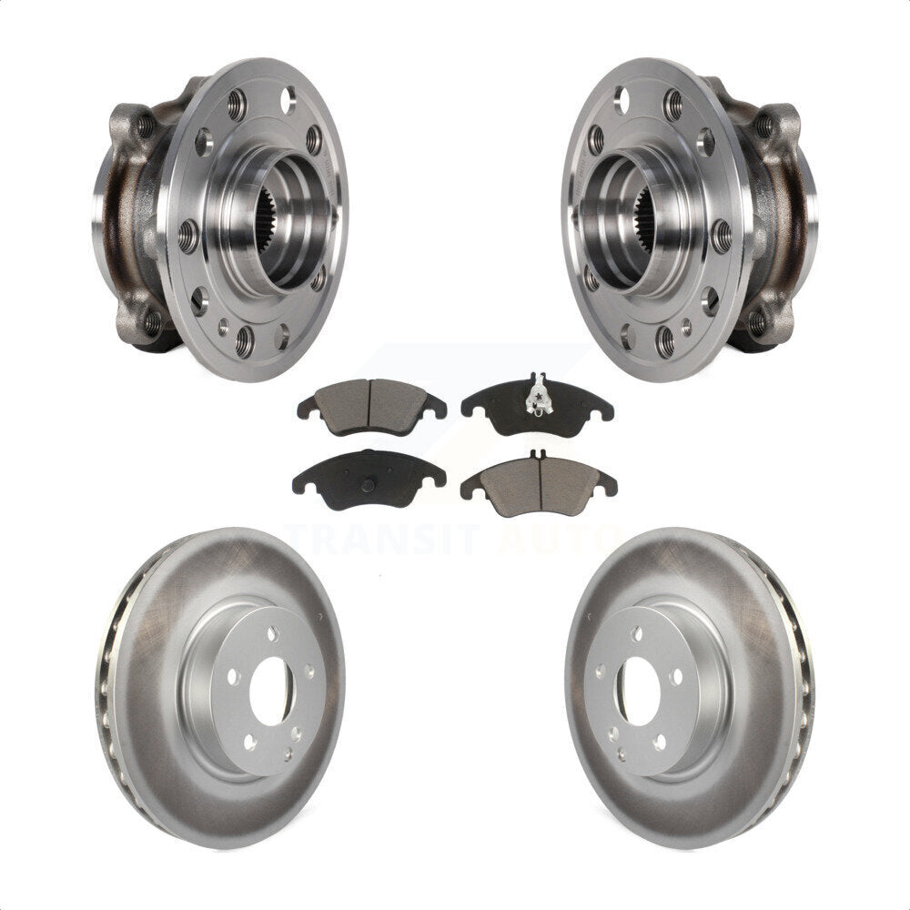 Front Hub Bearing Assembly Coated Brake Rotor And Pad Kit For 2017 Mercedes-Benz E400 AWD KBB-125864