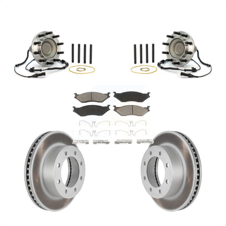 Front Hub Bearing Coated Brake Rotor Pads Kit For Ford F-450 Super Duty With 8 Lug Wheels KBB-125874