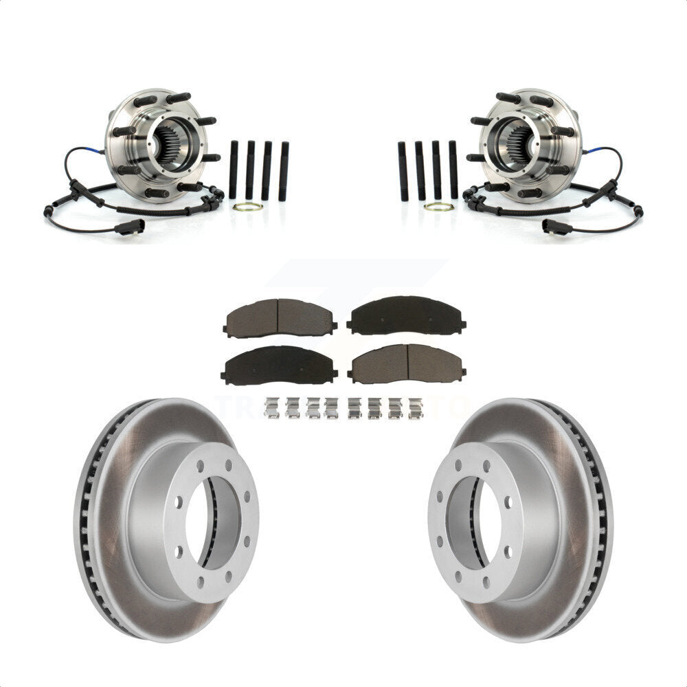 Front Hub Bearing Assembly Coated Brake Rotor Pads Kit For 2013 Ford F-250 Super Duty 4WD KBB-125894