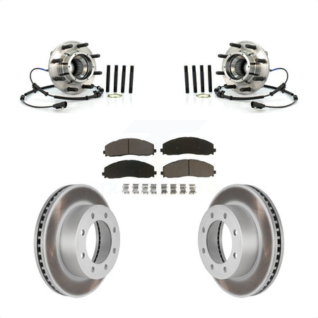 Front Hub Bearing Assembly Coated Brake Rotor Pads Kit For 2013 Ford F-250 Super Duty 4WD KBB-125894