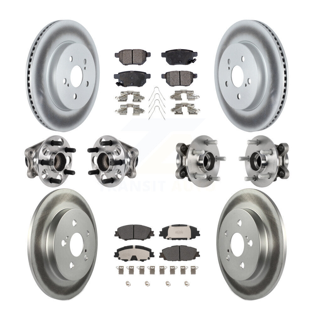 Front Rear Hub Bearing Coated Brake Rotor Pad Kit (10Pc) For 2020-2022 Toyota Prius Prime KBB-125933