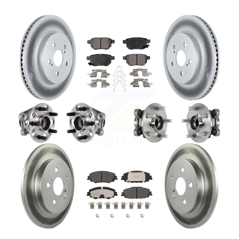Front Rear Hub Bearing Coated Brake Rotor Pad Kit (10Pc) For 2020-2022 Toyota Prius Prime KBB-125933