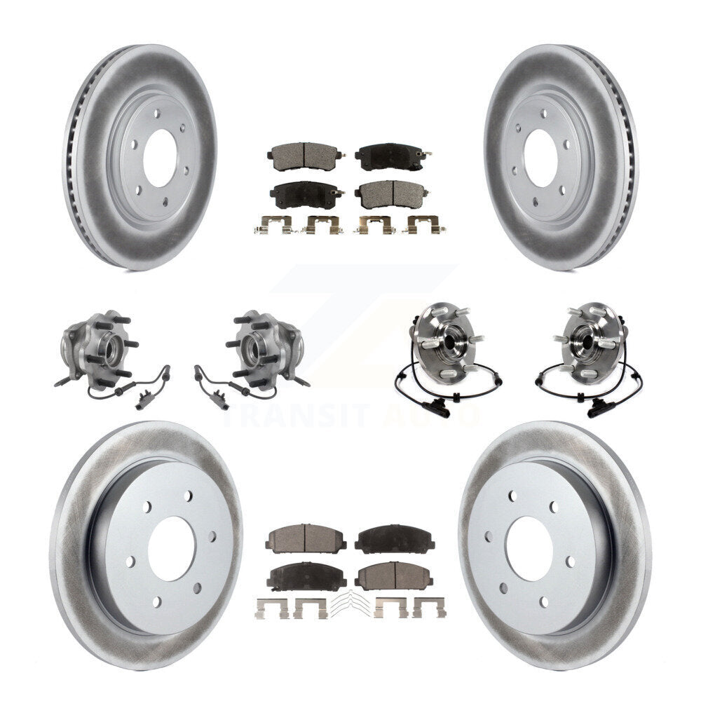 Front Rear Hub Bearing Coat Brake Rotor Pad Kit (10Pc) For Nissan Armada With Solid KBB-125940