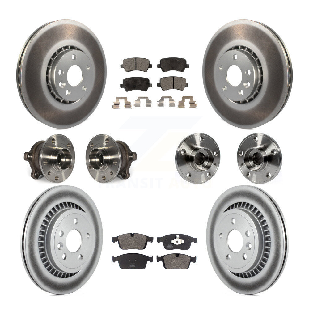 Front Rear Hub Bearing Coated Disc Brake Rotor And Pad Kit (10Pc) For 2017 Volvo XC60 AWD KBB-125941