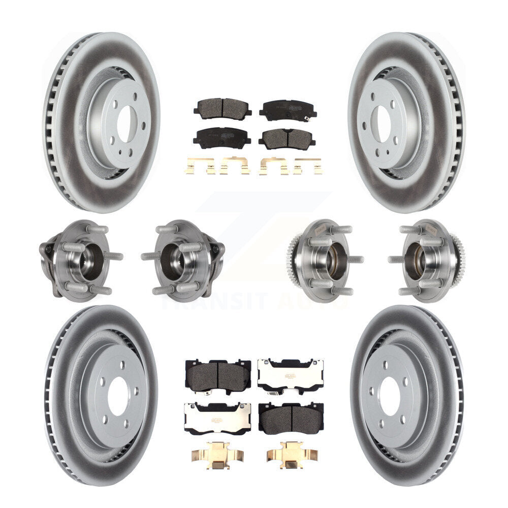 Front Rear Hub Bearings Coated Disc Brake Rotors And Pads Kit (10Pc) For Ford Mustang KBB-125953