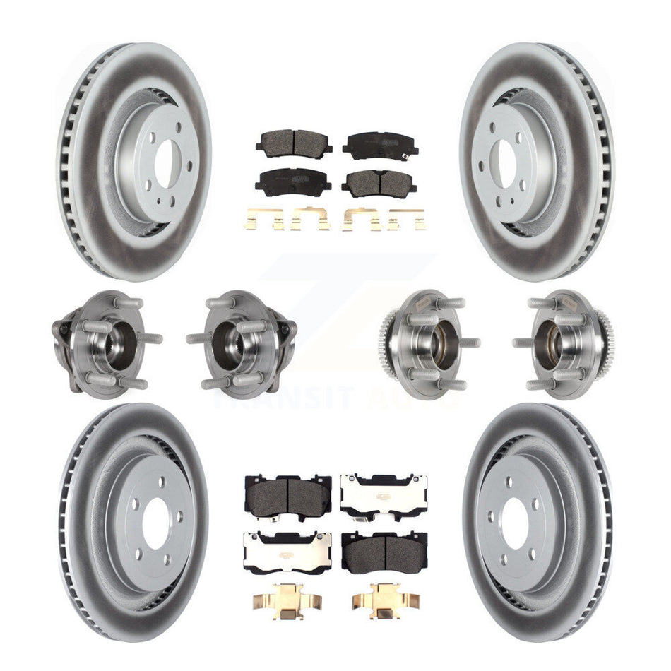 Front Rear Hub Bearings Coated Disc Brake Rotors And Pads Kit (10Pc) For Ford Mustang KBB-125953
