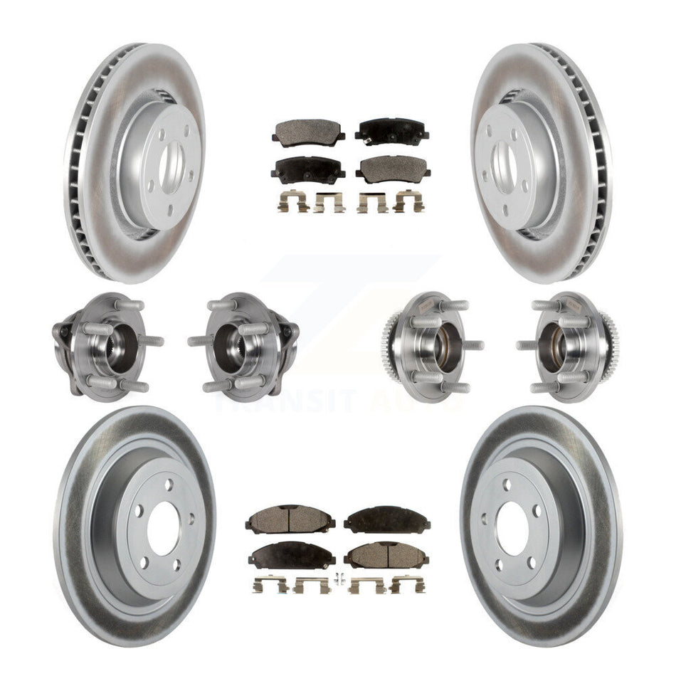 Front Rear Hub Bearing Coated Brake Rotor & Pads Kit (10Pc) For Ford Mustang V6 with 3.7L KBB-125954