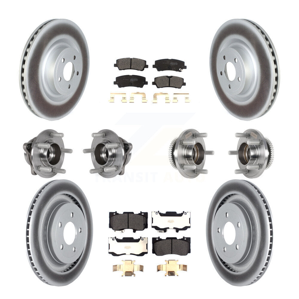 Front Rear Hub Bearings Coated Disc Brake Rotors And Pads Kit (10Pc) For Ford Mustang KBB-125957