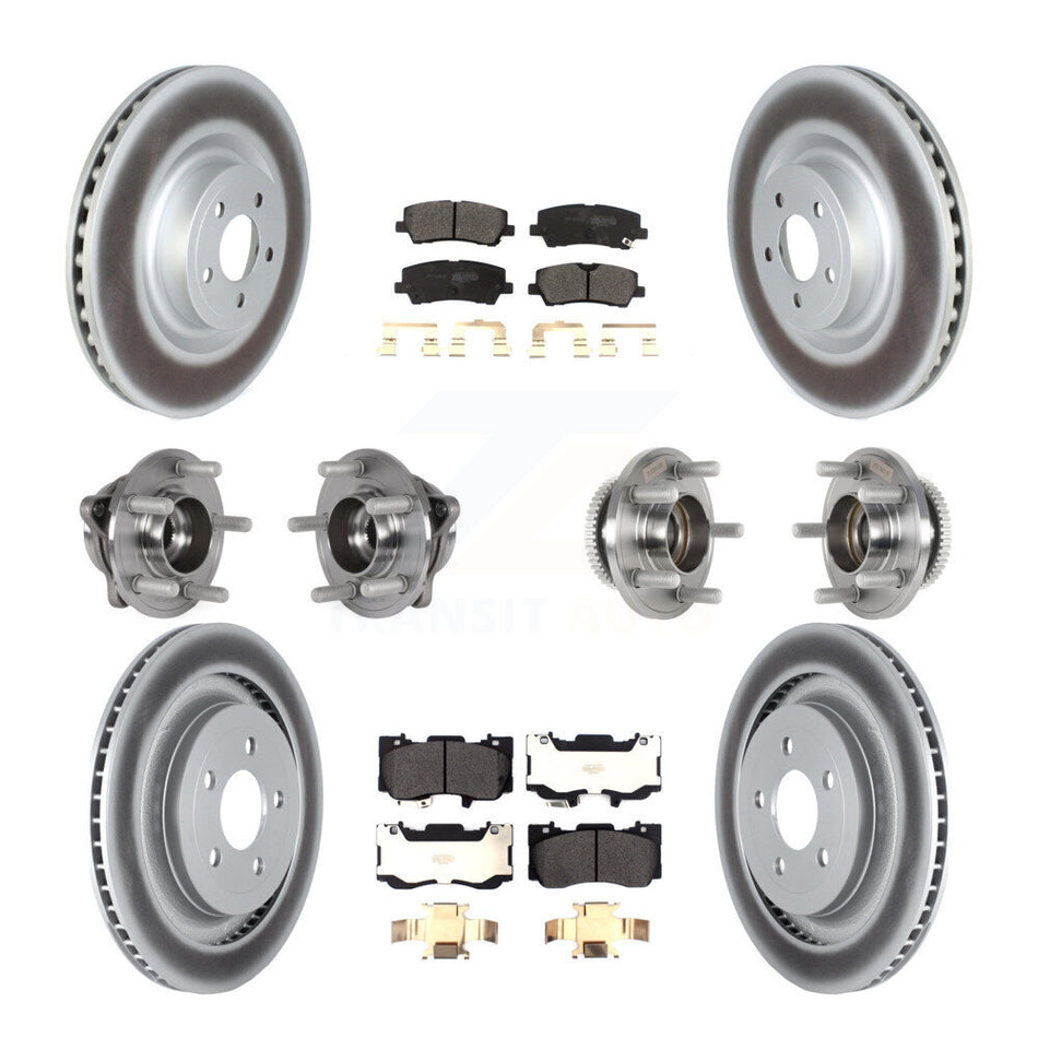 Front Rear Hub Bearings Coated Disc Brake Rotors And Pads Kit (10Pc) For Ford Mustang KBB-125957