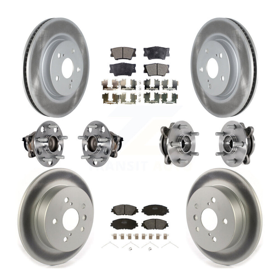 Front Rear Hub Bearings Coated Disc Brake Rotors And Pads Kit (10Pc) For Toyota Camry KBB-125962