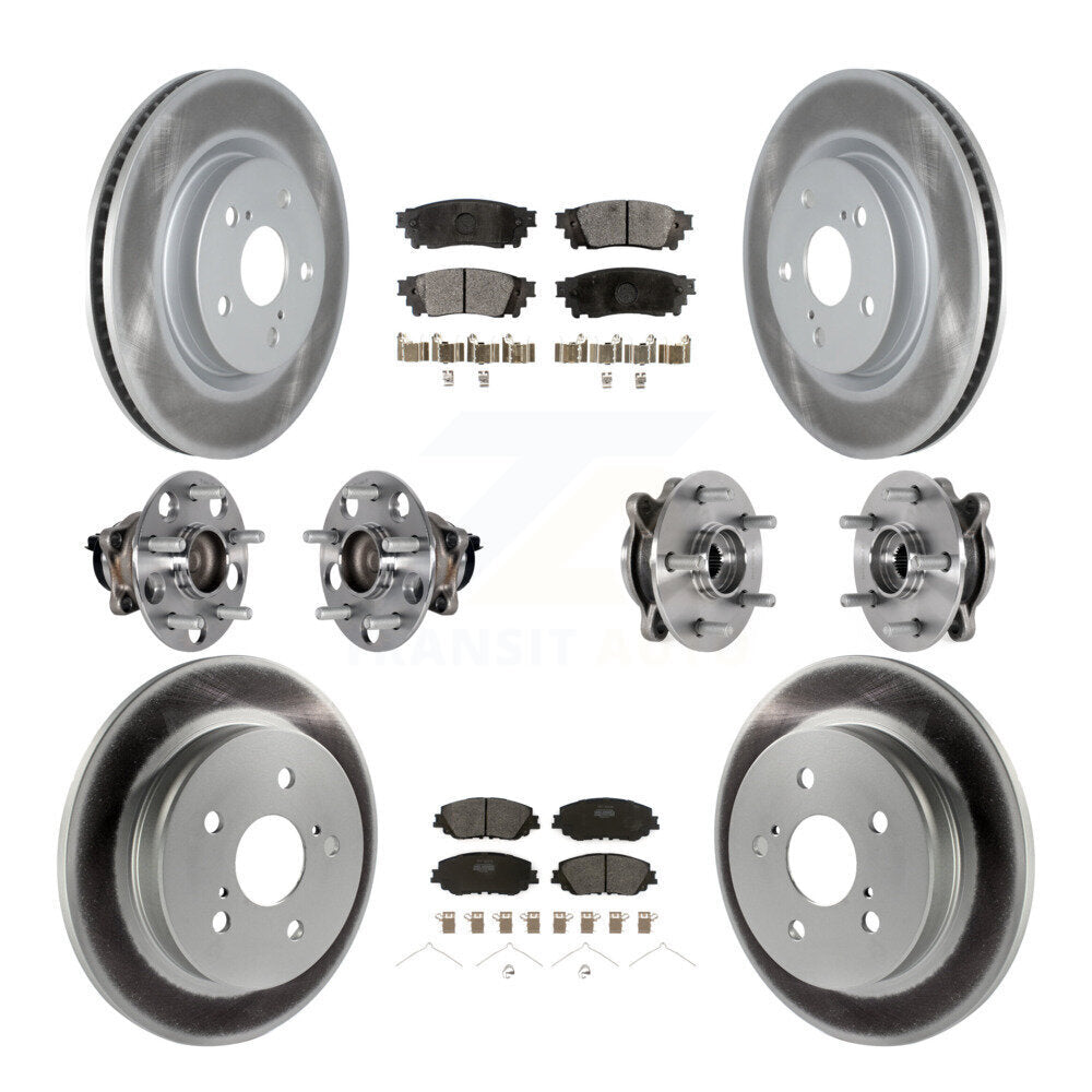 Front Rear Hub Bearings Coated Disc Brake Rotors And Pads Kit (10Pc) For Toyota Camry KBB-125964