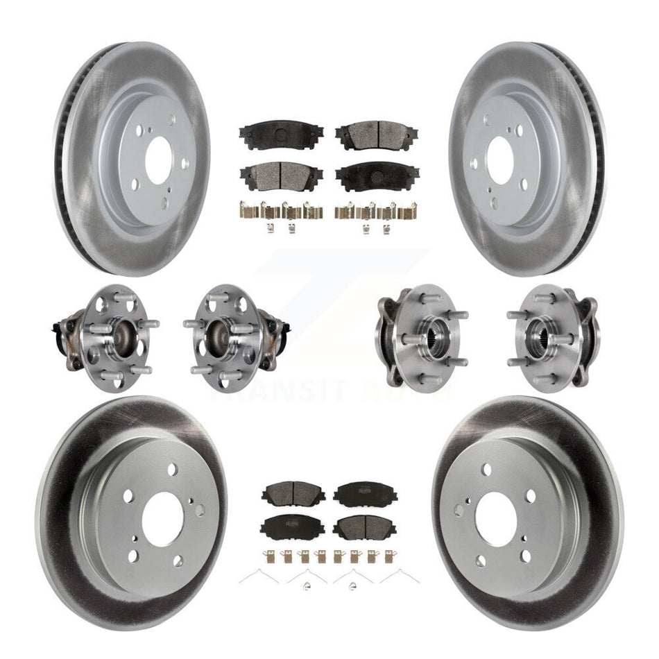 Front Rear Hub Bearings Coated Disc Brake Rotors And Pads Kit (10Pc) For Toyota Camry KBB-125964