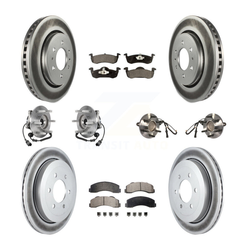 Front Rear Hub Bearing Coated Brake Rotor Pads Kit (10Pc) For Ford Expedition Lincoln RWD KBB-125968
