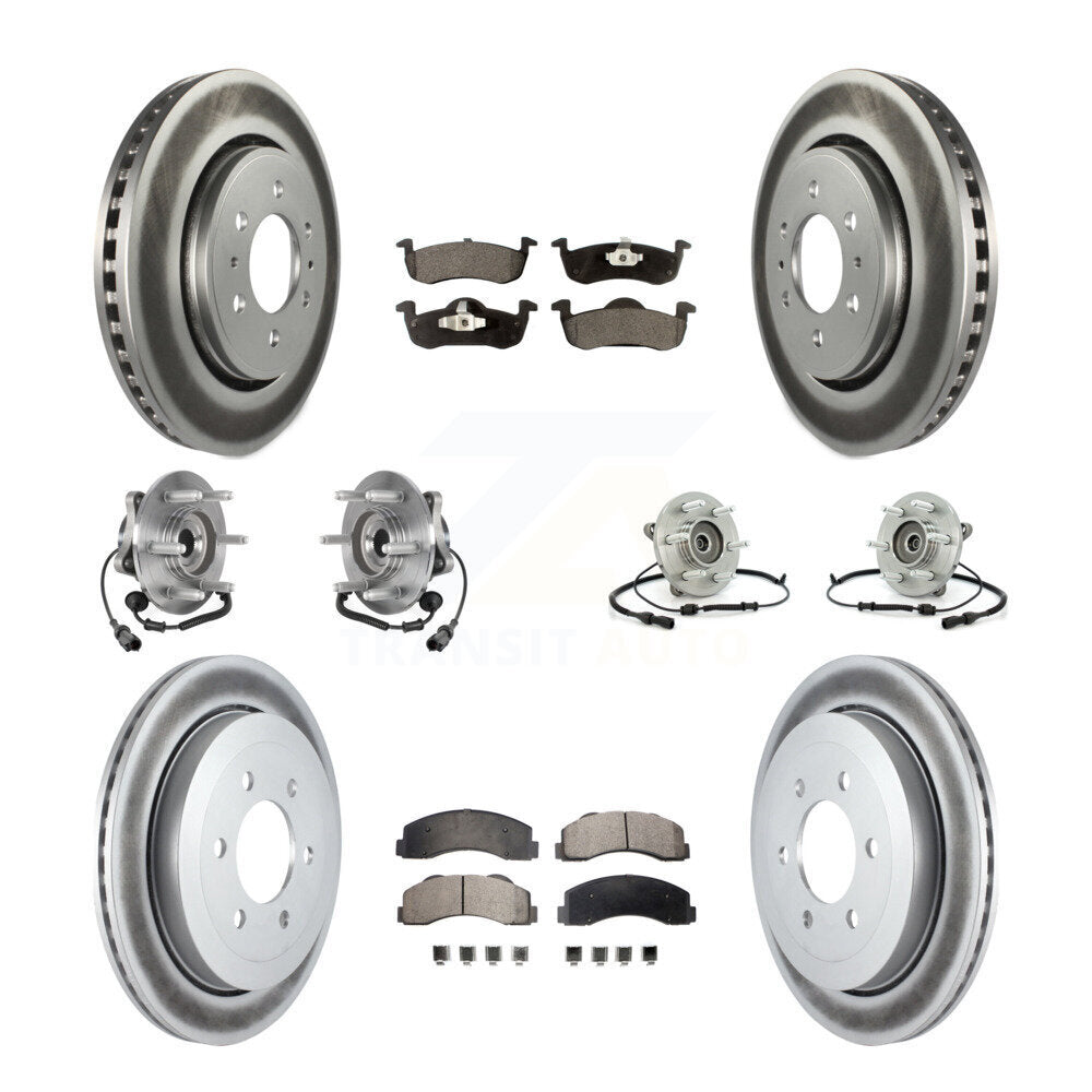 Front Rear Hub Bearing Coated Brake Rotor Pads Kit (10Pc) For Ford Expedition Lincoln 4WD KBB-125969