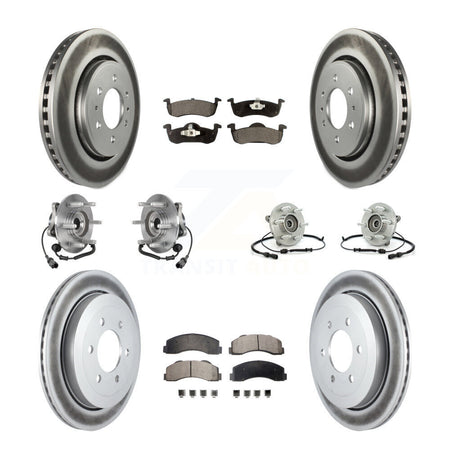 Front Rear Hub Bearing Coated Brake Rotor Pads Kit (10Pc) For Ford Expedition Lincoln 4WD KBB-125969