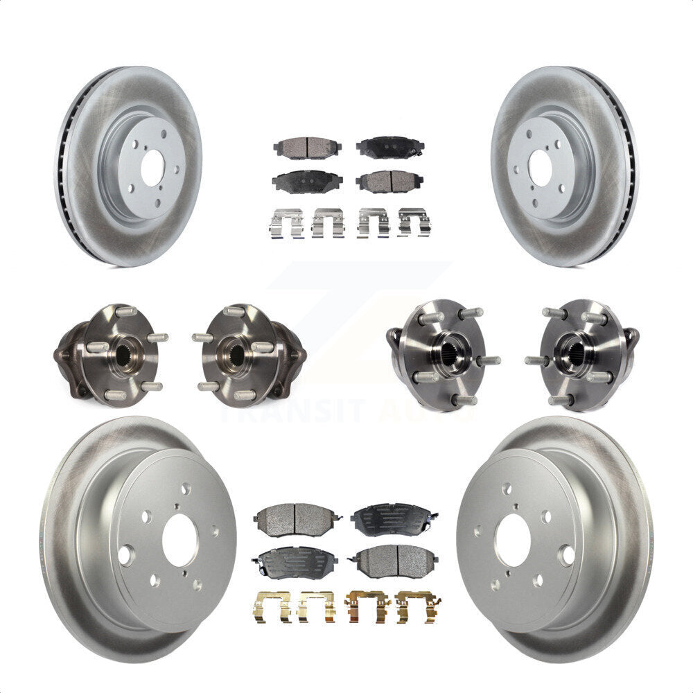Front Rear Hub Bearing Assembly Coated Disc Brake Rotor And Pad Kit (10Pc) For Subaru WRX KBB-125974