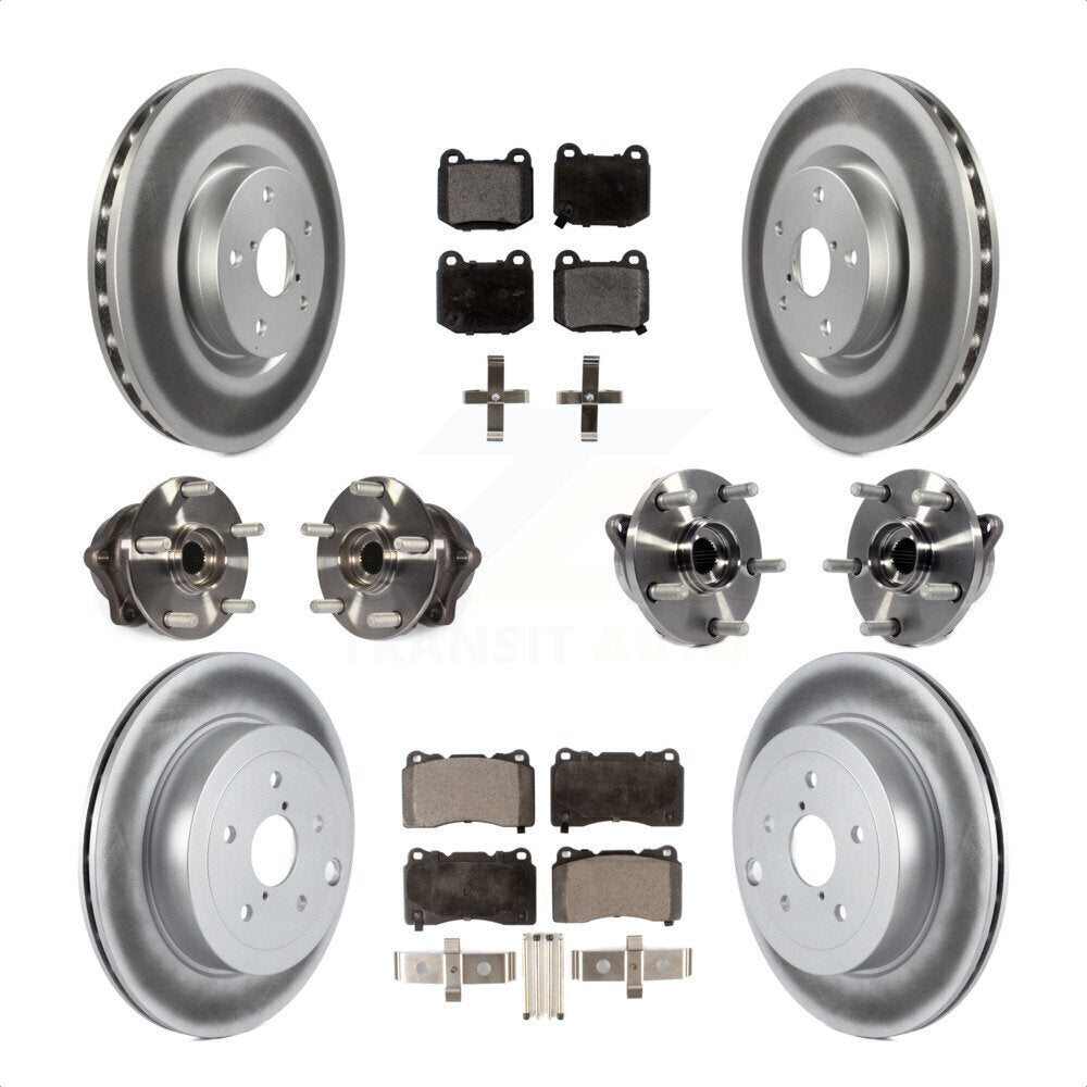 Front Rear Hub Bearing Coated Disc Brake Rotor Pads Kit (10Pc) For Subaru Impreza WRX STI KBB-125975