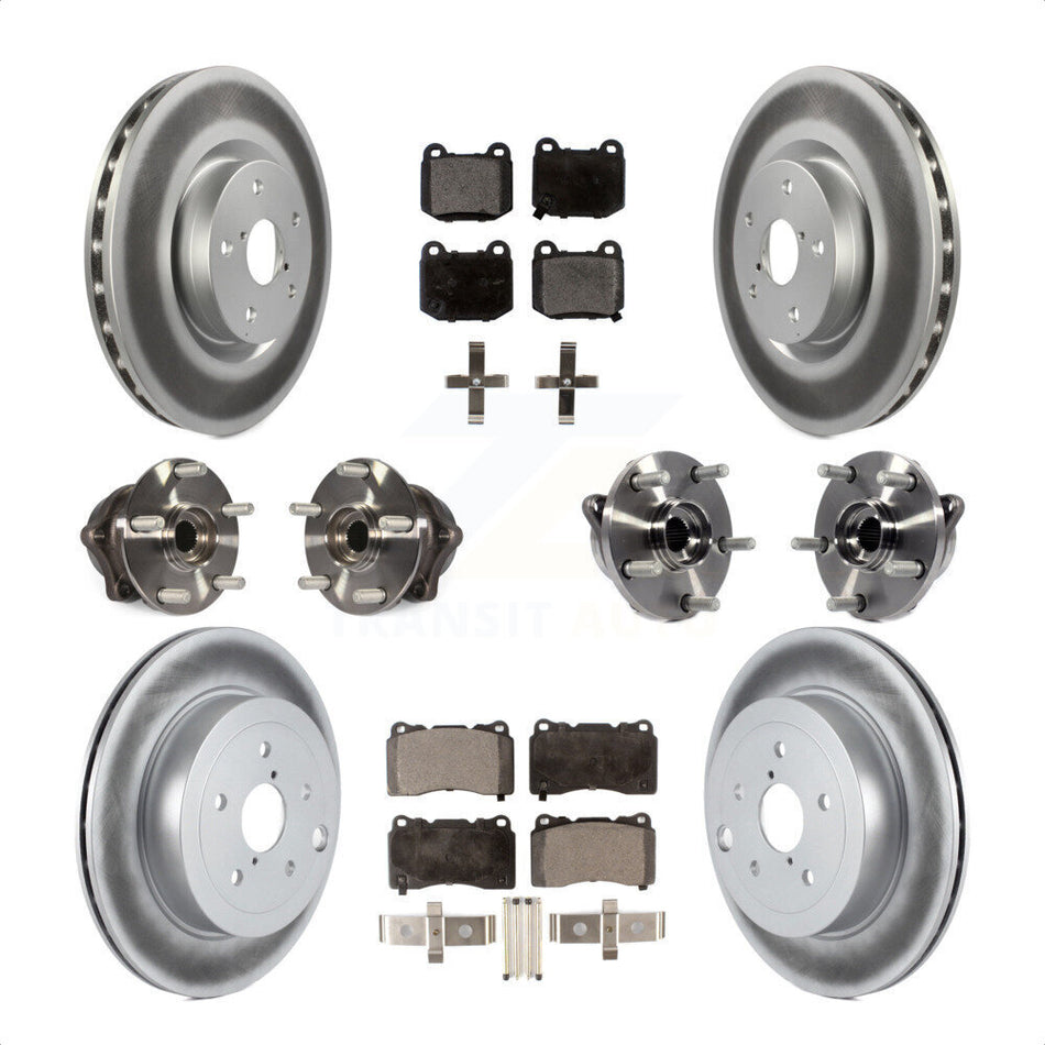 Front Rear Hub Bearing Coated Disc Brake Rotor Pads Kit (10Pc) For Subaru Impreza WRX STI KBB-125975