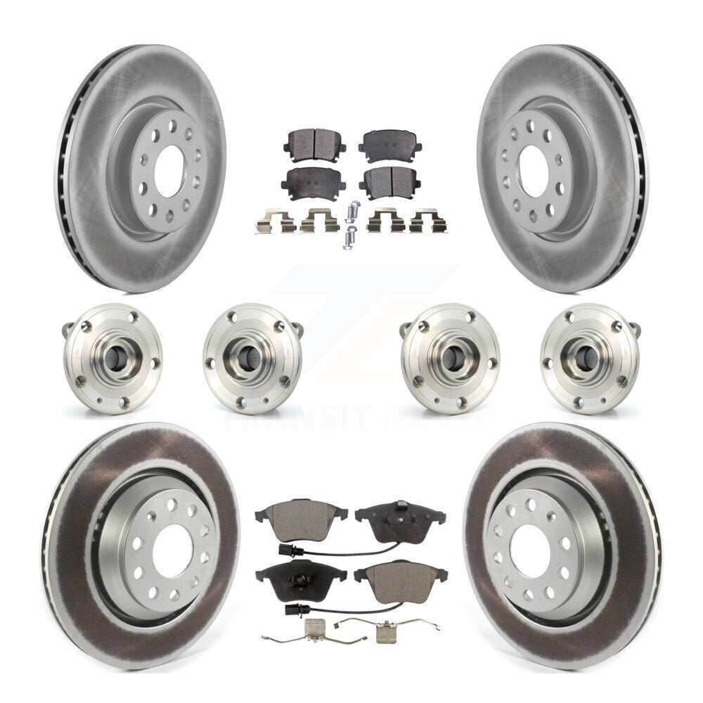 Front Rear Hub Bearings Coated Disc Brake Rotors And Pads Kit (10Pc) For Volkswagen CC KBB-125989