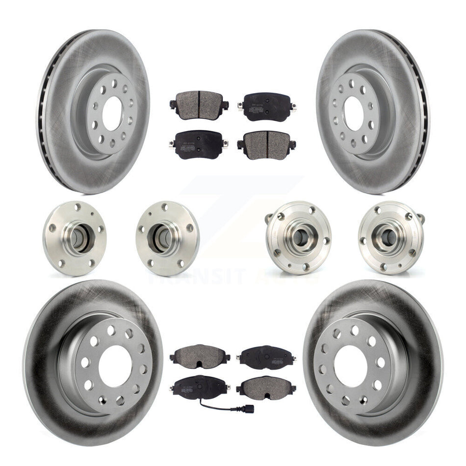 Front Rear Hub Bearing Coated Disc Brake Rotors And Pads Kit (10Pc) For Volkswagen Passat KBB-125990
