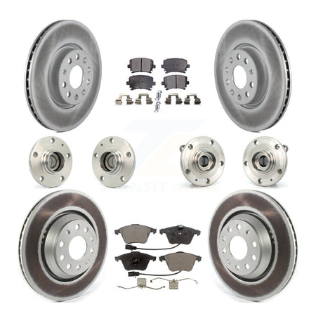 Front Rear Hub Bearings Coated Disc Brake Rotors And Pads Kit (10Pc) For Volkswagen CC KBB-125991