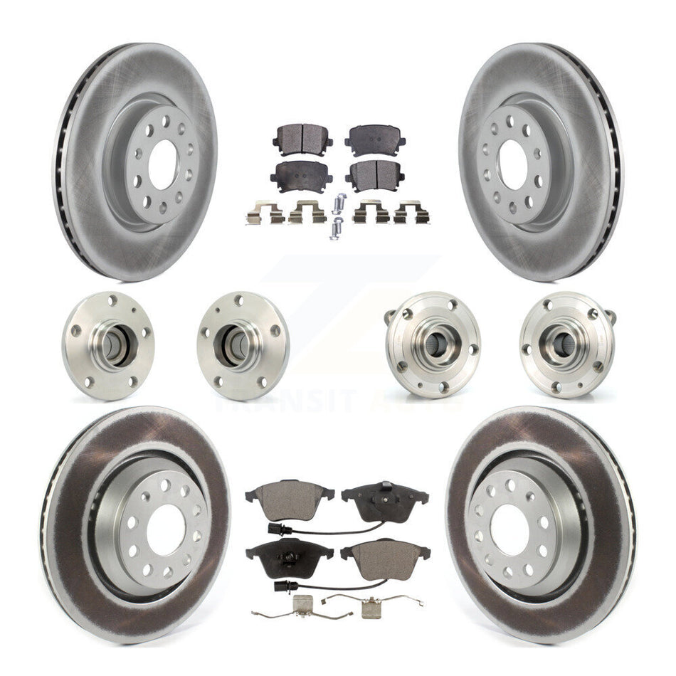 Front Rear Hub Bearings Coated Disc Brake Rotors And Pads Kit (10Pc) For Volkswagen CC KBB-125991