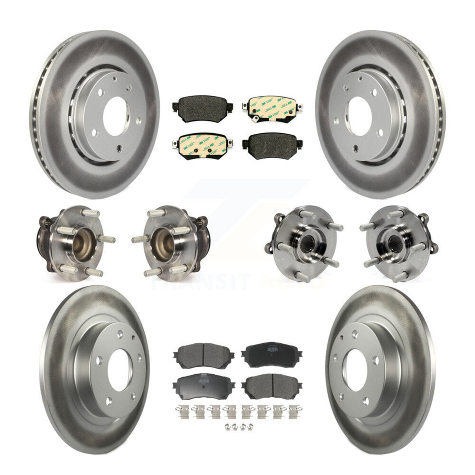Front Rear Hub Bearing Coated Brake Rotor Pads Kit (10Pc) For Mazda 6 Naturally Aspirated KBB-125994