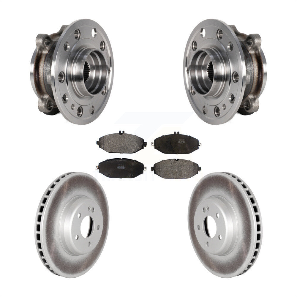 Front Hub Bearing Coated Brake Rotor Pad Kit For Mercedes-Benz C300 Without Sport Package KBB-126013